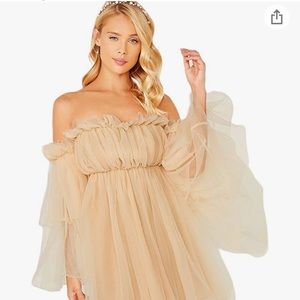 Romwe Women's Romantic Off Shoulder Flounce Long Sleeve Mini Dress never worn